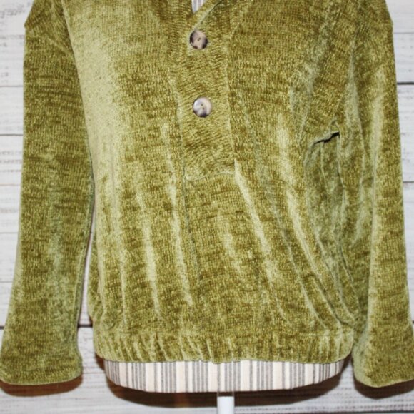 Chelsea & Theodore Green half button down Sweater Size Small - Picture 3 of 5